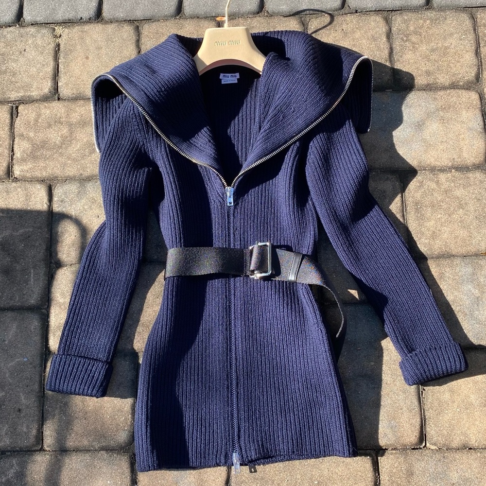 NWOT Miu Miu belted sweater jacket - Picture 2 of 8